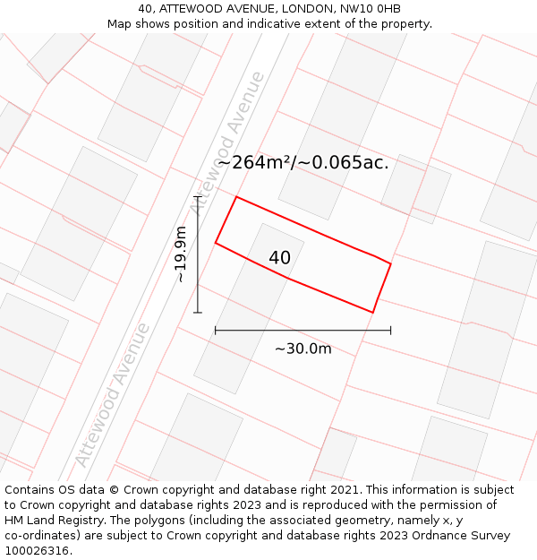 40, ATTEWOOD AVENUE, LONDON, NW10 0HB: Plot and title map