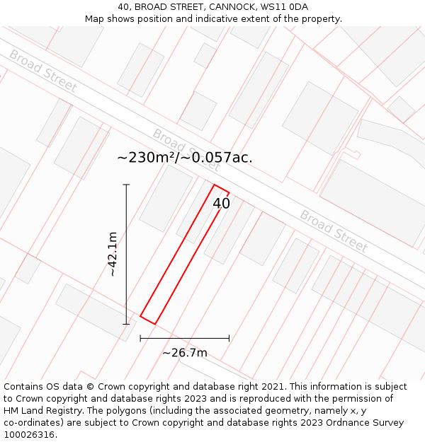 40, BROAD STREET, CANNOCK, WS11 0DA: Plot and title map