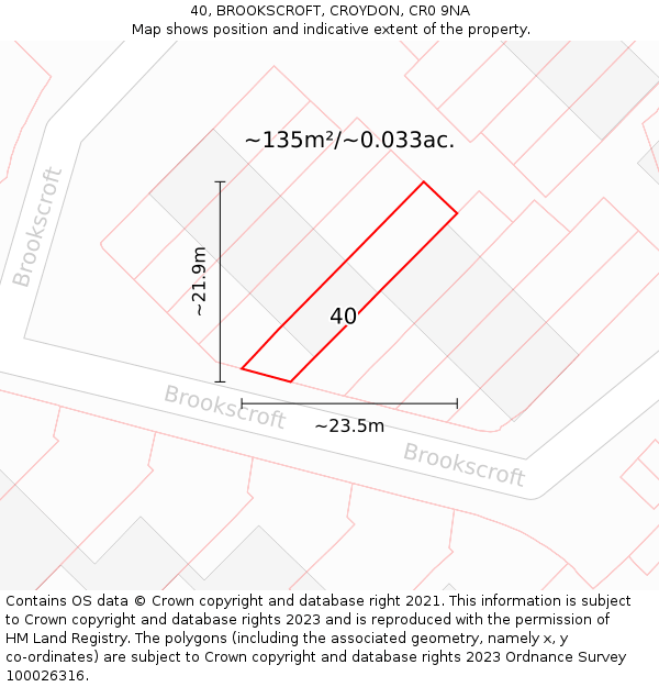 40, BROOKSCROFT, CROYDON, CR0 9NA: Plot and title map