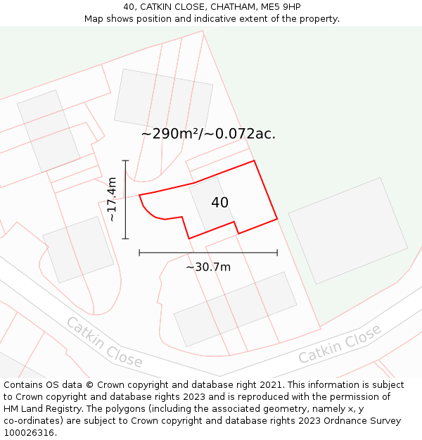 40, CATKIN CLOSE, CHATHAM, ME5 9HP: Plot and title map