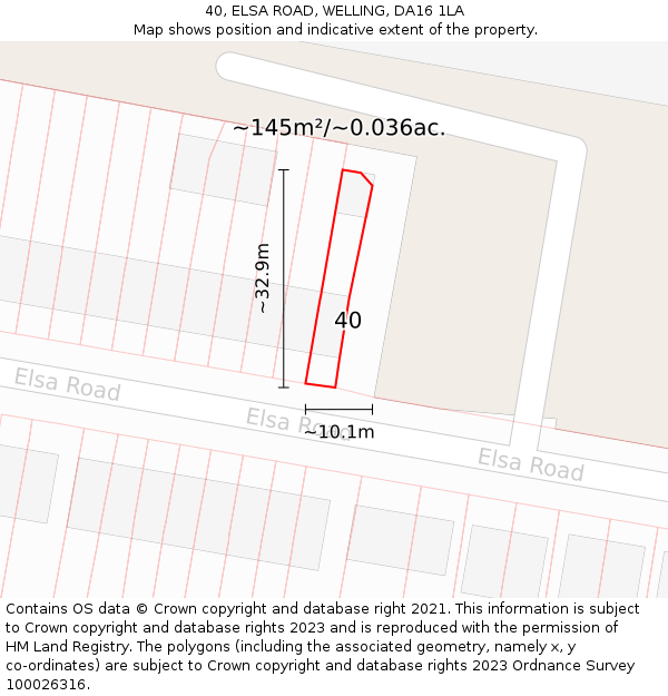 40, ELSA ROAD, WELLING, DA16 1LA: Plot and title map