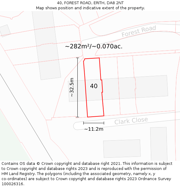 40, FOREST ROAD, ERITH, DA8 2NT: Plot and title map
