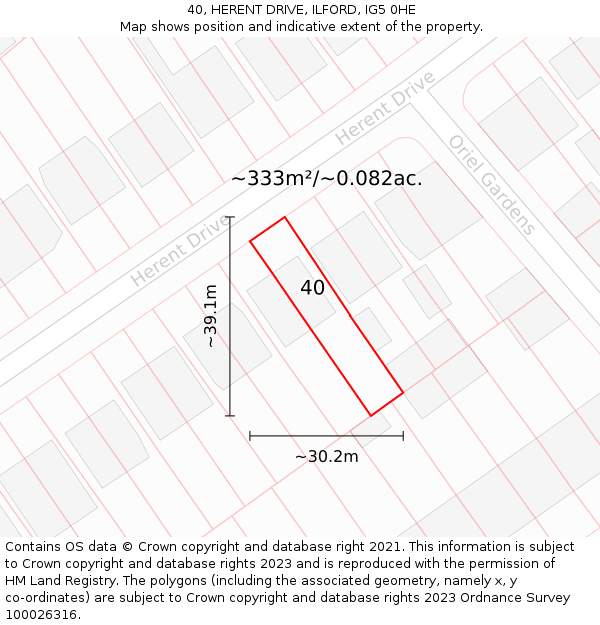 40, HERENT DRIVE, ILFORD, IG5 0HE: Plot and title map