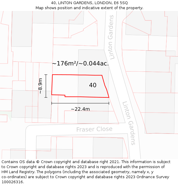 40, LINTON GARDENS, LONDON, E6 5SQ: Plot and title map