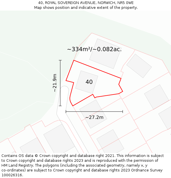 40, ROYAL SOVEREIGN AVENUE, NORWICH, NR5 0WE: Plot and title map