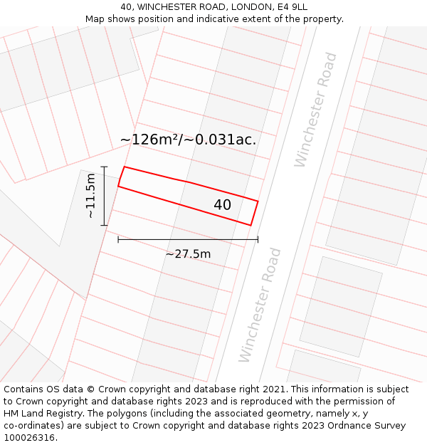 40, WINCHESTER ROAD, LONDON, E4 9LL: Plot and title map