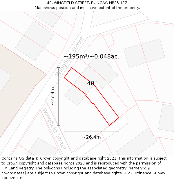 40, WINGFIELD STREET, BUNGAY, NR35 1EZ: Plot and title map