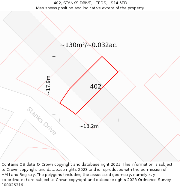 402, STANKS DRIVE, LEEDS, LS14 5ED: Plot and title map