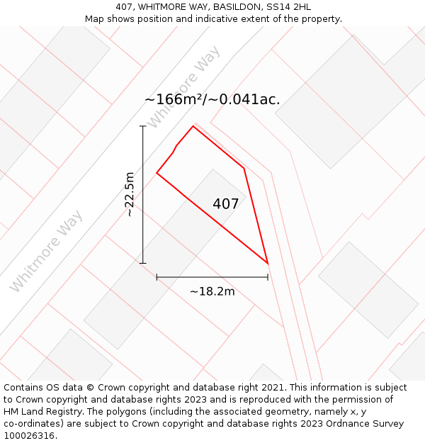 407, WHITMORE WAY, BASILDON, SS14 2HL: Plot and title map