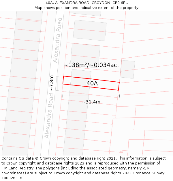 40A, ALEXANDRA ROAD, CROYDON, CR0 6EU: Plot and title map
