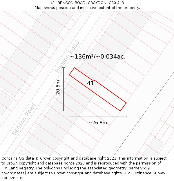 41, BENSON ROAD, CROYDON, CR0 4LR: Plot and title map