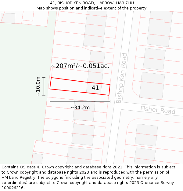 41, BISHOP KEN ROAD, HARROW, HA3 7HU: Plot and title map