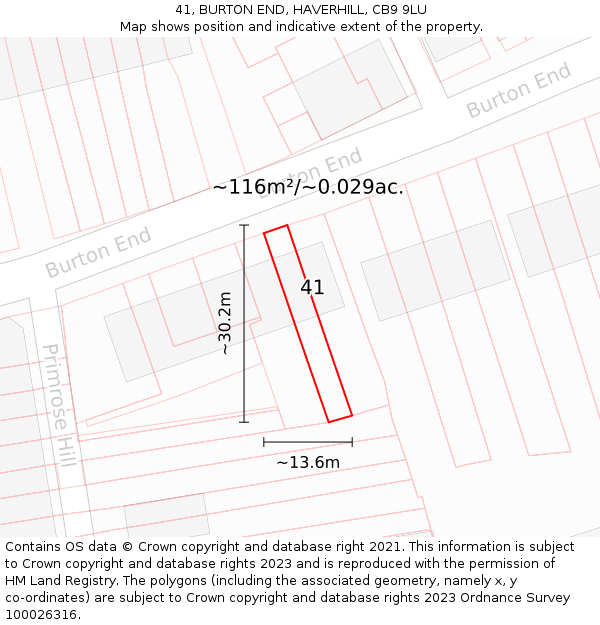 41, BURTON END, HAVERHILL, CB9 9LU: Plot and title map