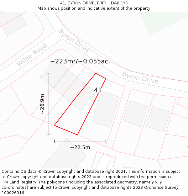 41, BYRON DRIVE, ERITH, DA8 1YD: Plot and title map
