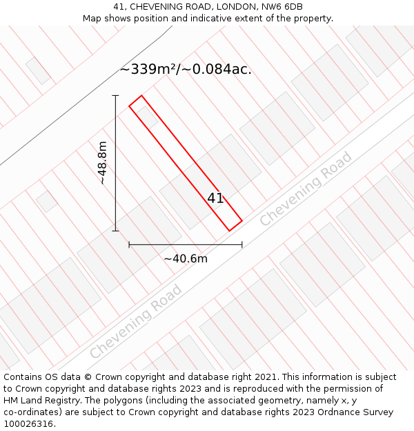 41, CHEVENING ROAD, LONDON, NW6 6DB: Plot and title map