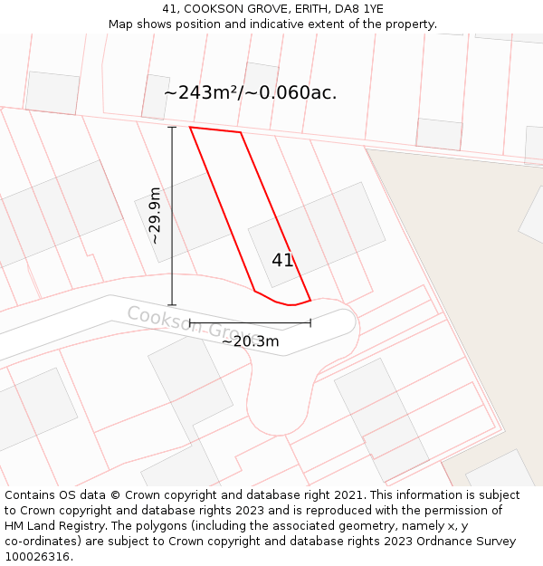 41, COOKSON GROVE, ERITH, DA8 1YE: Plot and title map