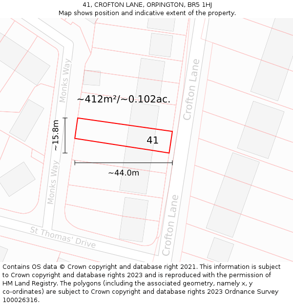 41, CROFTON LANE, ORPINGTON, BR5 1HJ: Plot and title map