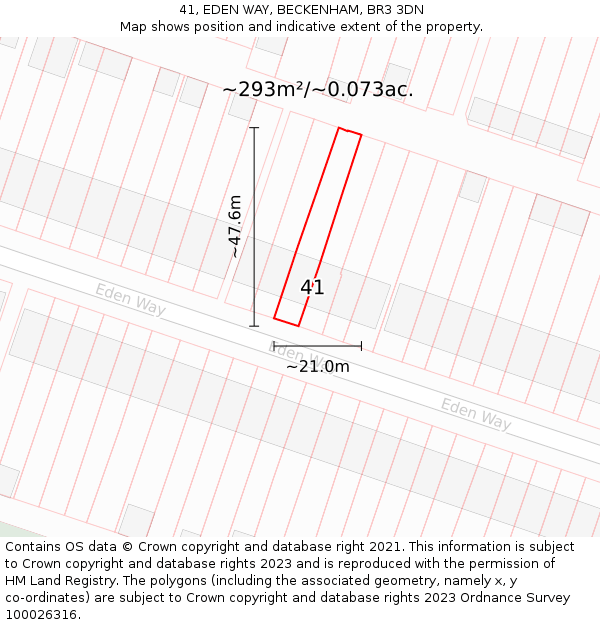 41, EDEN WAY, BECKENHAM, BR3 3DN: Plot and title map
