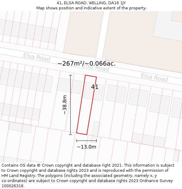 41, ELSA ROAD, WELLING, DA16 1JY: Plot and title map
