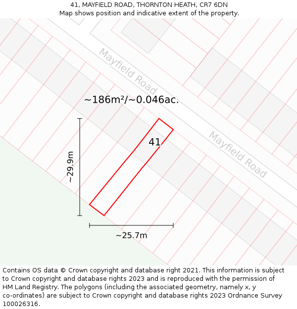 41, MAYFIELD ROAD, THORNTON HEATH, CR7 6DN: Plot and title map