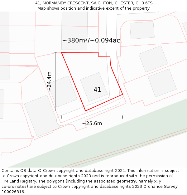 41, NORMANDY CRESCENT, SAIGHTON, CHESTER, CH3 6FS: Plot and title map