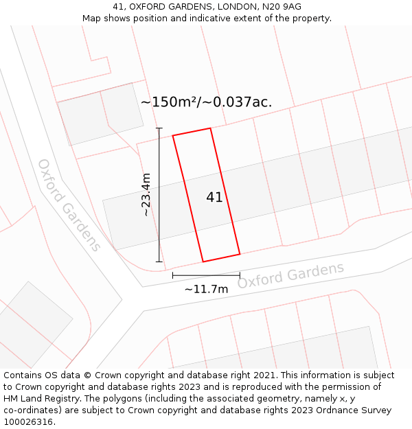 41, OXFORD GARDENS, LONDON, N20 9AG: Plot and title map