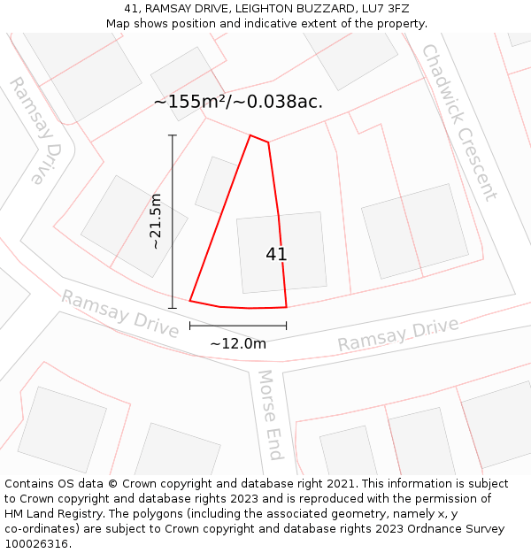 41, RAMSAY DRIVE, LEIGHTON BUZZARD, LU7 3FZ: Plot and title map