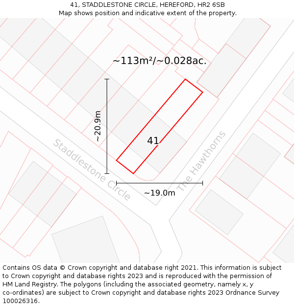41, STADDLESTONE CIRCLE, HEREFORD, HR2 6SB: Plot and title map