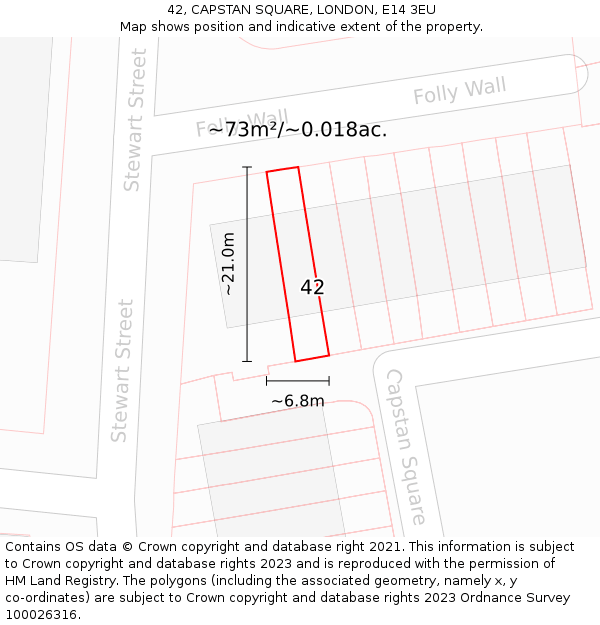 42, CAPSTAN SQUARE, LONDON, E14 3EU: Plot and title map