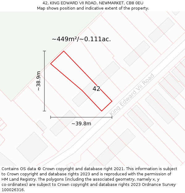 42, KING EDWARD VII ROAD, NEWMARKET, CB8 0EU: Plot and title map