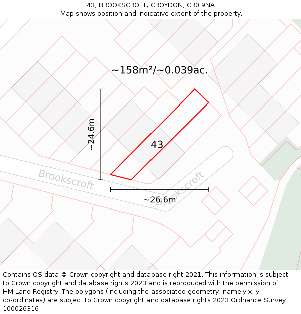 43, BROOKSCROFT, CROYDON, CR0 9NA: Plot and title map