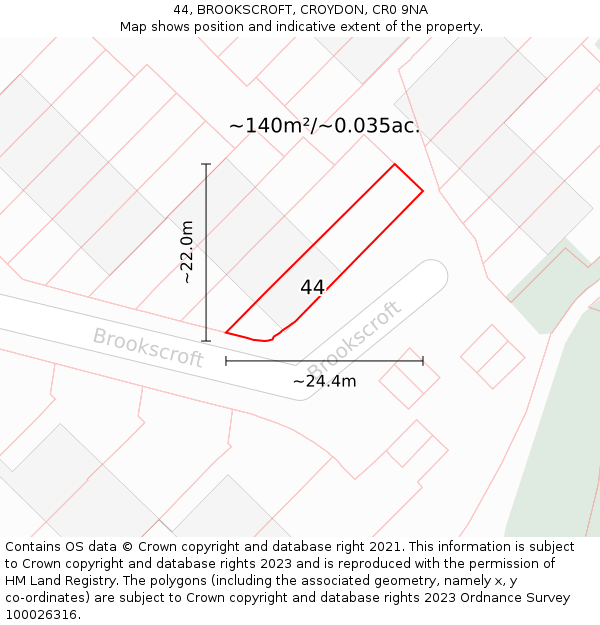 44, BROOKSCROFT, CROYDON, CR0 9NA: Plot and title map