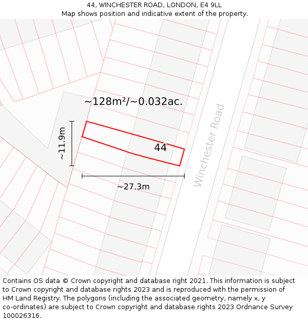 44, WINCHESTER ROAD, LONDON, E4 9LL: Plot and title map
