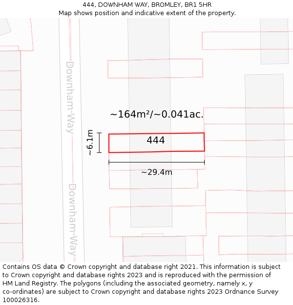 444, DOWNHAM WAY, BROMLEY, BR1 5HR: Plot and title map