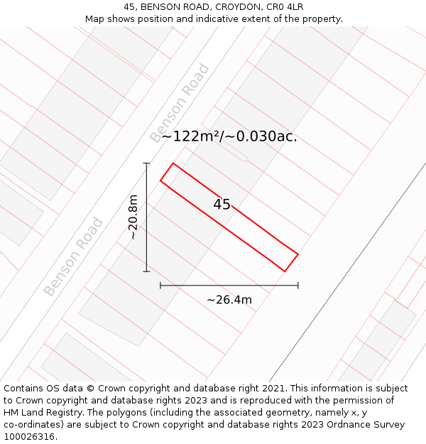 45, BENSON ROAD, CROYDON, CR0 4LR: Plot and title map