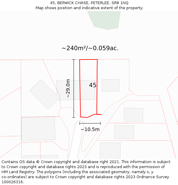 45, BERWICK CHASE, PETERLEE, SR8 1NQ: Plot and title map