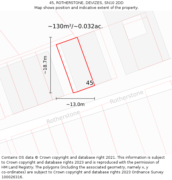 45, ROTHERSTONE, DEVIZES, SN10 2DD: Plot and title map