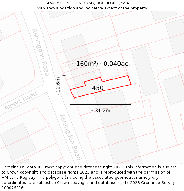450, ASHINGDON ROAD, ROCHFORD, SS4 3ET: Plot and title map