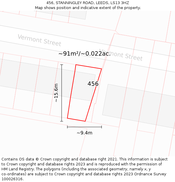 456, STANNINGLEY ROAD, LEEDS, LS13 3HZ: Plot and title map
