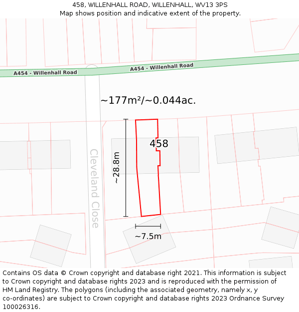 458, WILLENHALL ROAD, WILLENHALL, WV13 3PS: Plot and title map