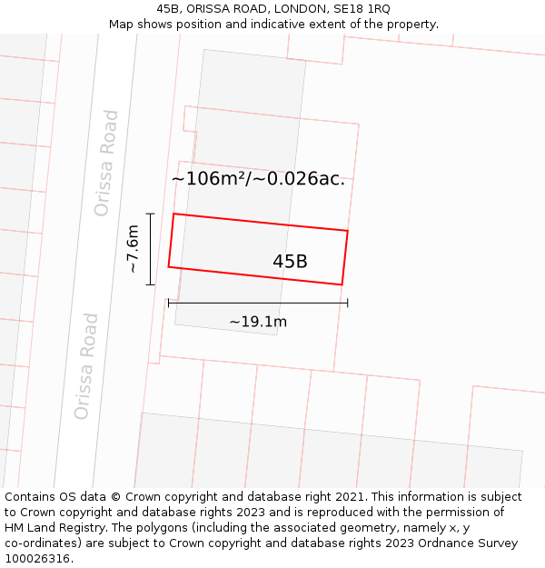 45B, ORISSA ROAD, LONDON, SE18 1RQ: Plot and title map