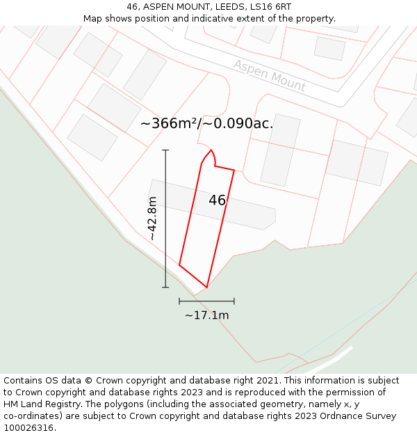 46, ASPEN MOUNT, LEEDS, LS16 6RT: Plot and title map