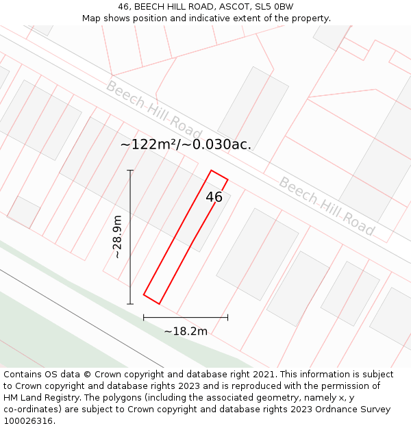 46, BEECH HILL ROAD, ASCOT, SL5 0BW: Plot and title map
