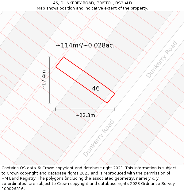46, DUNKERRY ROAD, BRISTOL, BS3 4LB: Plot and title map