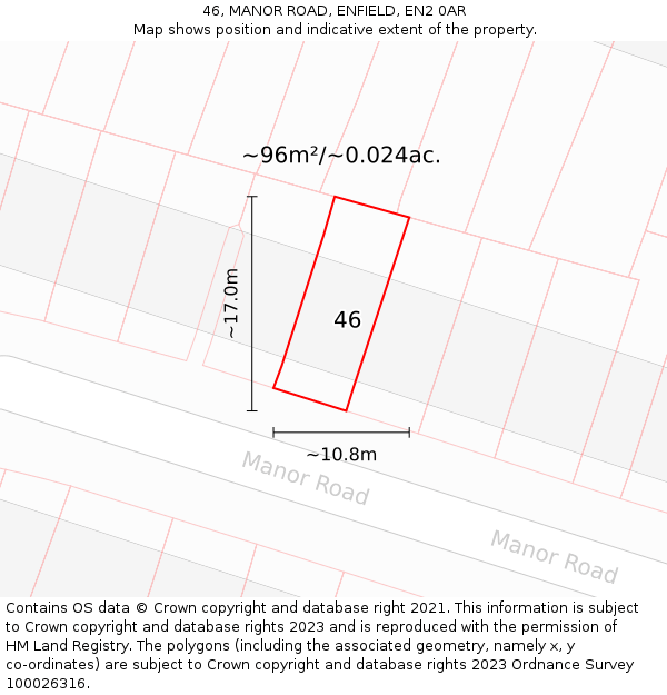 46, MANOR ROAD, ENFIELD, EN2 0AR: Plot and title map