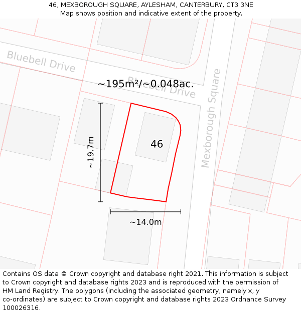 46, MEXBOROUGH SQUARE, AYLESHAM, CANTERBURY, CT3 3NE: Plot and title map
