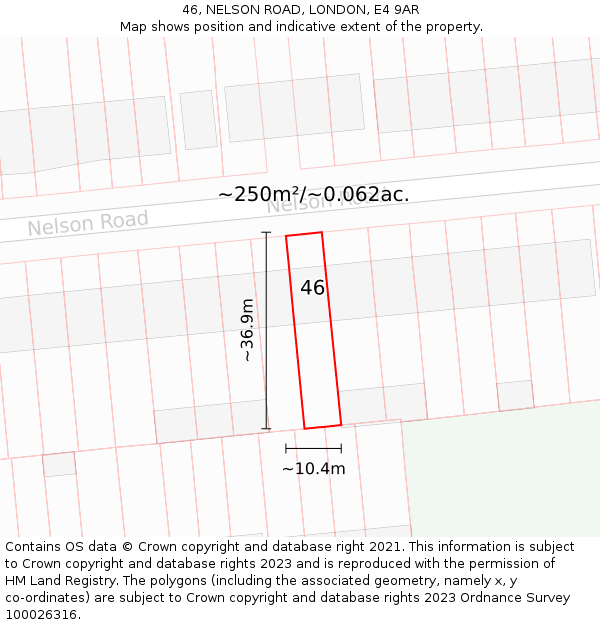 46, NELSON ROAD, LONDON, E4 9AR: Plot and title map