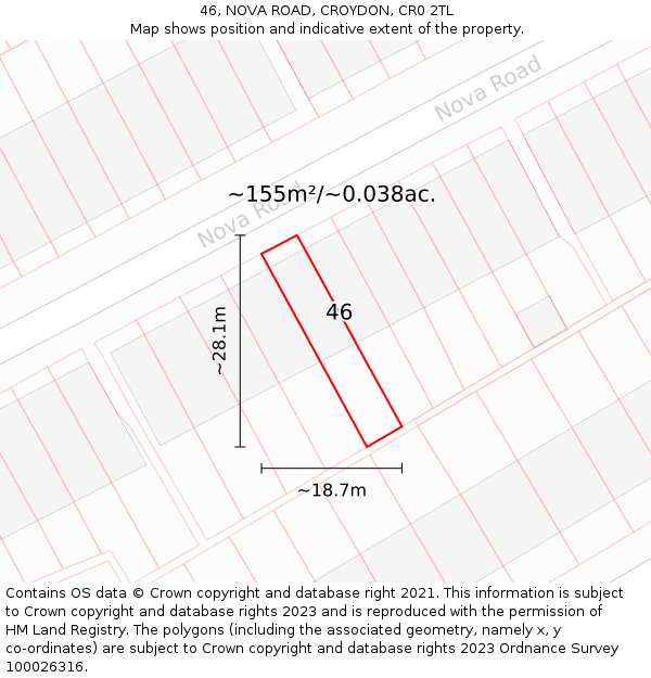 46, NOVA ROAD, CROYDON, CR0 2TL: Plot and title map