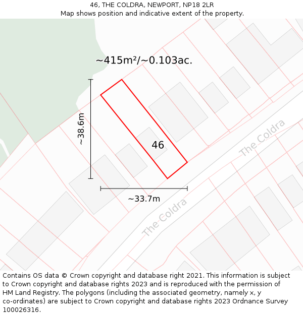 46, THE COLDRA, NEWPORT, NP18 2LR: Plot and title map