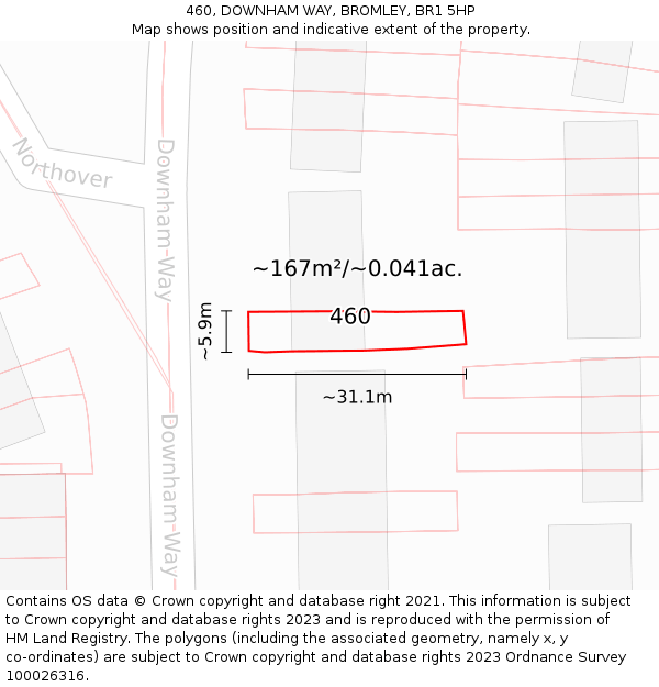 460, DOWNHAM WAY, BROMLEY, BR1 5HP: Plot and title map